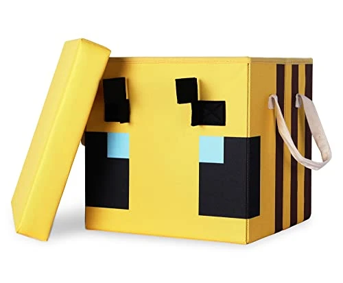 Minecraft Bee 15-Inch Storage Bin Chest With Lid | Foldable Fabric Basket Container, Cube Organizer With Handles, Cubby Closet Organizer | Video Game Gifts And Collectibles 1 Minecraft Bee 15-Inch Storage Bin Chest With Lid | Foldable Fabric Basket Container, Cube Organizer With Handles, Cubby Closet Organizer | Video Game Gifts And Collectibles