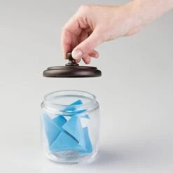 MDesign Small Apothecary Organizer Canister Jars - Glass Containers With Steel Lid For Bathroom, Organization Holder For Vanity, Counter, Hamill Collection - 2 Pack - Clear/Bronze 12 MDesign Small Apothecary Organizer Canister Jars - Glass Containers With Steel Lid For Bathroom, Organization Holder For Vanity, Counter, Hamill Collection - 2 Pack - Clear/Bronze -Songmics Furniture Shop 31zWuBohXHL