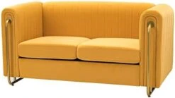 Homtique 77 Inch Upholstered Velvet Sofa Couch, Modern Sofa For Living Room With Side Pocket And 2 Pillows, Gold Metal Legs Decor Couches Furniture For Apartment/Office (Black) -Songmics Furniture Shop 31zghxBwlmL. AC