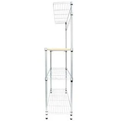 Hede 35.5''x14''x59'' 4-Tier Kitchen Baker's Rack Metal Utility Storage Shelf Microwave Stand With Removable Wood Table Kitchen Organizer Coffee Station, Silver, N001 -Songmics Furniture Shop 31zhtS41GIL 1