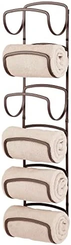 MDesign Steel Towel Holder For Bathroom Wall - Wall Mounted Organizer For Rolled Towels And Bath Robes - Six Level Wall Mount Towel Storage Rack - Bathroom Towel Organizer - Hyde Collection - Black 6 MDesign Steel Towel Holder For Bathroom Wall - Wall Mounted Organizer For Rolled Towels And Bath Robes - Six Level Wall Mount Towel Storage Rack - Bathroom Towel Organizer - Hyde Collection - Black - Image 6