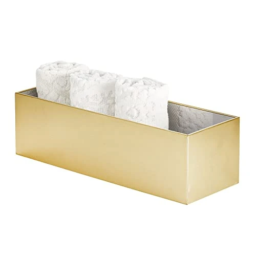 MDesign Steel Floor Stand Toilet Paper Organizer, 4-Roll Tissue Storage Holder Container Bin For Bathroom, Fits Under Sink, Vanity, Shelf, In Cabinet, Or Corner, Metro Collection - Soft Brass 4 MDesign Steel Floor Stand Toilet Paper Organizer, 4-Roll Tissue Storage Holder Container Bin For Bathroom, Fits Under Sink, Vanity, Shelf, In Cabinet, Or Corner, Metro Collection - Soft Brass - Image 4