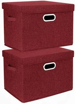 TYEERS Large Collapsible Storage Bins With Lids, Patterns, Washable, Fabric Decorative Storage Boxes For Home Office Storage, 17.3x11.8x11.4 Inches, 5 Pack, Beige -Songmics Furniture Shop 41 Brdgo2aL. AC
