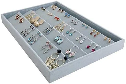 Svea Display Large Grey Premium Quality Velvet Glasses Tray Display Storage With Rearrangeable Compartments Stackable Jewelry Organizer 9 Svea Display Large Grey Premium Quality Velvet Glasses Tray Display Storage With Rearrangeable Compartments Stackable Jewelry Organizer - Image 9