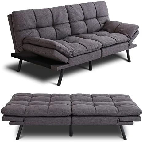 Opoiar Futon Sofa Bed Memory Foam Futon Couch Sleeper Sofa Convertible Fabric 71 Inch Futons Grey With Arm Rest, Metal Legs, Living Room Small & Compact Spaces, Easy Assembly 11 Opoiar Futon Sofa Bed Memory Foam Futon Couch Sleeper Sofa Convertible Fabric 71 Inch Futons Grey With Arm Rest, Metal Legs, Living Room Small & Compact Spaces, Easy Assembly - Image 11