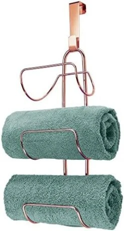 MDesign Modern Decorative Metal Wire Over Shower Door Towel Rack Holder Organizer - For Storage Of Bathroom Towels, Washcloths, Hand Towels - 3 Tiers - Black -Songmics Furniture Shop 41 Sfj 2D8L. AC