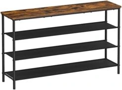 VASAGLE Shoe Rack, 5 Tier Shoe Storage Rack For 12-16 Pairs Of Shoes, Shoe Organizer For Entryway, With 4 Fabric Shelves And Wooden Top, Steel Frame, Industrial, Rustic Brown And Black ULBS036B01 -Songmics Furniture Shop 41 bFeb8ojL. AC