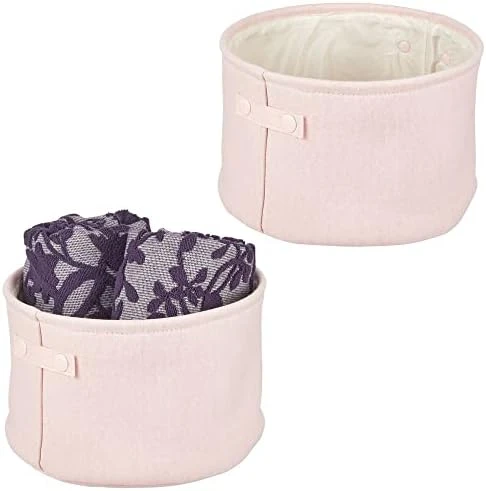 MDesign Soft Cotton Fabric Bathroom Storage Bin With Handles - Organizer For Towels, Toilet Paper - For Closets, Cabinets, Shelves - Textured Weave - 2 Pack - Light Pink 10 MDesign Soft Cotton Fabric Bathroom Storage Bin With Handles - Organizer For Towels, Toilet Paper - For Closets, Cabinets, Shelves - Textured Weave - 2 Pack - Light Pink - Image 10