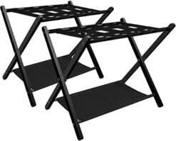 Fandature Folding Luggage Rack For Guest Room, Metal Foldable Suitcase Stand Holder With Metal Shelf For Bedroom, Black, 2pack -Songmics Furniture Shop 41 oBrcY6KL. AC