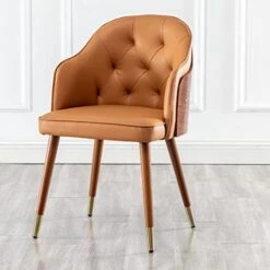 LUNLING Mid Century Modern Dining Chairs Orange Faux Leather Upholstered Chair With Walnut Wood Frame For Kitchen Dining Living Room Chairs(Orange 1PCS) 18 LUNLING Mid Century Modern Dining Chairs Orange Faux Leather Upholstered Chair With Walnut Wood Frame For Kitchen Dining Living Room Chairs(Orange 1PCS) -Songmics Furniture Shop 41 peBEBA4L. AC 1