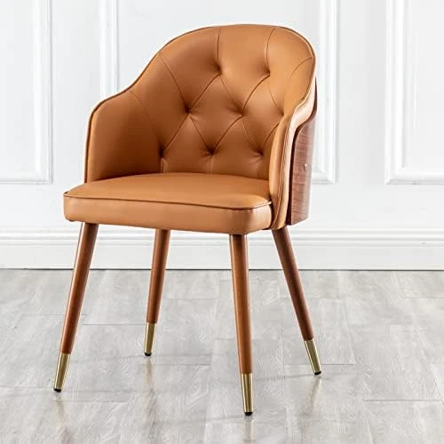LUNLING Mid Century Modern Dining Chairs Orange Faux Leather Upholstered Chair With Walnut Wood Frame For Kitchen Dining Living Room Chairs(Orange 1PCS) 9 LUNLING Mid Century Modern Dining Chairs Orange Faux Leather Upholstered Chair With Walnut Wood Frame For Kitchen Dining Living Room Chairs(Orange 1PCS) - Image 9