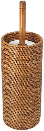 KOUBOO 3 Rolls La Jolla Hand Woven Rattan Toilet Roll Stand, Honey Brown, 17.145 X 17.145 X 52.07 Cm