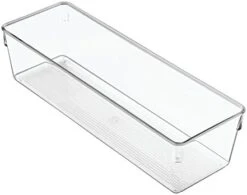 IDesign Linus Plastic Dresser And Vanity Organizer, Storage Bin For Bathroom, Bedroom, Office, Craft Room, Fridge, Freezer, Pantry, 12" X 6" X 3", Clear -Songmics Furniture Shop 4100069iYhL. AC