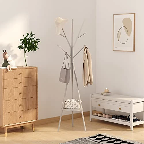 Coat Rack Hat Stand Free Standing Display Hall Tree Metal Hat Hanger Garment Storage Holder With 9 Hooks For Clothes Hats And Scarves In Black,17.72"Wx17.72"Dx70.87"H (Grey) 2 Coat Rack Hat Stand Free Standing Display Hall Tree Metal Hat Hanger Garment Storage Holder With 9 Hooks For Clothes Hats And Scarves In Black,17.72"Wx17.72"Dx70.87"H (Grey) - Image 2