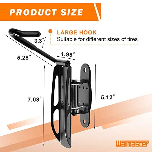 Wallmaster Swivel Bike Rack Hanger,Garage Wall Mount Bike Storage Hook For Indoor, 2 Pack 3 Wallmaster Swivel Bike Rack Hanger,Garage Wall Mount Bike Storage Hook For Indoor, 2 Pack - Image 3