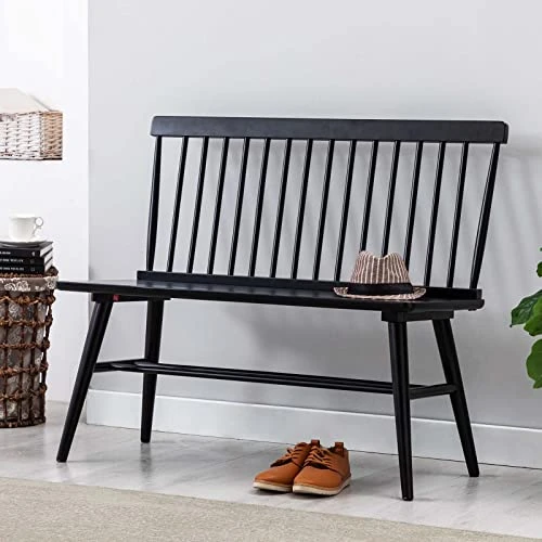 Duhome Entryway Bench, Black Dining Bench With Spindle Back Farmhouse Bench Wood Bench Windsor Bench For Foyer Balcony Living Room, Black (Black, Bench) 1 Duhome Entryway Bench, Black Dining Bench With Spindle Back Farmhouse Bench Wood Bench Windsor Bench For Foyer Balcony Living Room, Black (Black, Bench)