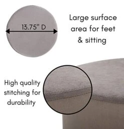 BIRDROCK HOME Round Grey Velvet Ottoman Foot Stool – Soft Compact Padded Vanity Stool - Great For The Living Room, Bedroom And Kids Room - Small Furniture (Grey) -Songmics Furniture Shop 410CJMrTvIL
