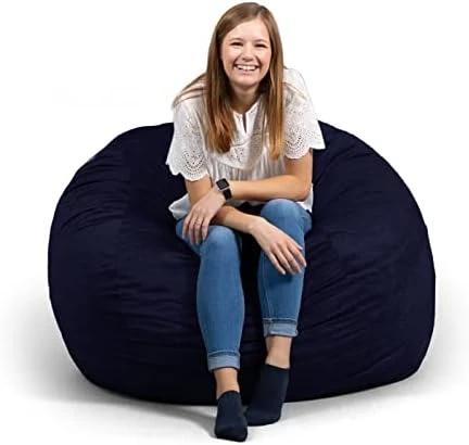 Big Joe Fuf Large Foam Filled Bean Bag Chair With Removable Cover, Black Lenox, 4ft Big 8 Big Joe Fuf Large Foam Filled Bean Bag Chair With Removable Cover, Black Lenox, 4ft Big - Image 8