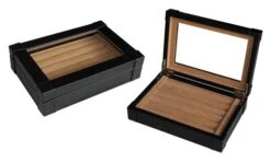 TIMELYBUYS Black Leatherette Cufflink Case & Ring Storage Organizer Jewelry Box For Cufflinks Father's Day Gift