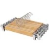 SONGMICS Wooden Pants Hangers 12 Pack, Pants Hangers With Clips, Adjustable Anti-Rust Metal Clips, 360° Swivel Hook, Skirt Hangers For Pant, Skirts, Natural Grain UCRW008-12, 13.4 X 0.5 X 4.9 Inches