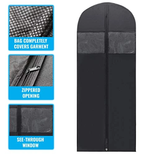 Plixio 60” Black Garment Bags For Hanging Clothes, Men Suit Bag For Travel And Clothing Closet Storage Of Women Dress, Shirts, Coats, Suit Cover - Includes Zipper And Transparent Window (Black - 6 Pack: 60") 1 Plixio 60” Black Garment Bags For Hanging Clothes, Men Suit Bag For Travel And Clothing Closet Storage Of Women Dress, Shirts, Coats, Suit Cover - Includes Zipper And Transparent Window (Black - 6 Pack: 60")