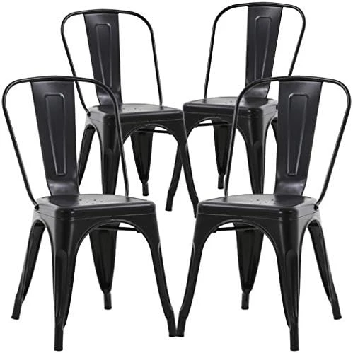 Metal Dining Chairs Indoor-Outdoor Stackable Chic Restaurant Side Bistro Chair Set Of 4, 18 Inch Seat Height, 330LBS Weight Capacity Cafe Tolix Kitchen Farmhouse Pub Trattoria Industrial Bar Chairs 8 Metal Dining Chairs Indoor-Outdoor Stackable Chic Restaurant Side Bistro Chair Set Of 4, 18 Inch Seat Height, 330LBS Weight Capacity Cafe Tolix Kitchen Farmhouse Pub Trattoria Industrial Bar Chairs - Image 8