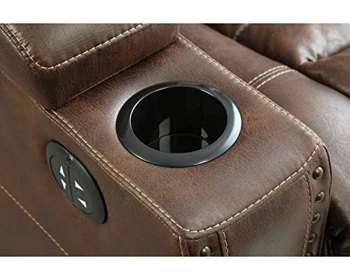 Signature Design By Ashley Owner's Box Faux Leather Power Reclining Sofa With Adjustable Headrest, Brown 6 Signature Design By Ashley Owner's Box Faux Leather Power Reclining Sofa With Adjustable Headrest, Brown - Image 6