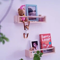 KUWZTY Wall Book Shelves For Nursery Set Of 2, Display Holder For Toys, Toiletry Essentials, Kitchen Spice Racks, Photos(Natural Wood) 9 KUWZTY Wall Book Shelves For Nursery Set Of 2, Display Holder For Toys, Toiletry Essentials, Kitchen Spice Racks, Photos(Natural Wood) -Songmics Furniture Shop 410Jfu4pF0L