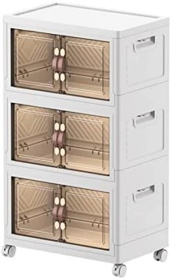 FODISU Stackable Storage Bins With Doors Collapsible Organizers And Storage, 19 Gallon Plastic Storage Bins, 3 Pack Folding Storage Cabinet, Clear Storage Containers With Wheels For Closet Organizer 17 FODISU Stackable Storage Bins With Doors Collapsible Organizers And Storage, 19 Gallon Plastic Storage Bins, 3 Pack Folding Storage Cabinet, Clear Storage Containers With Wheels For Closet Organizer -Songmics Furniture Shop 410KIwbiifL. AC