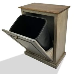 Peaceful Classics Trash Bin Cabinet - Handmade Hideaway Cabinet For Trash Cans - Decorative Bathroom Trash Can, Office Trash Can, And Bedroom Trash Can - Wooden Tilt Out Trash Bin (Mocha) -Songmics Furniture Shop 410MBBjDSqL