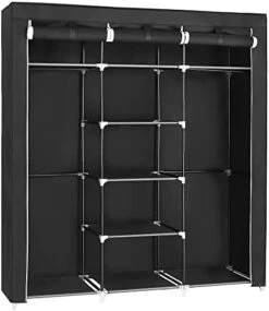 SONGMICS Portable Clothes Closet, Non-Woven Fabric Wardrobe With 2 Hanging Rods, 9 Shelves, Storage Organizer, Black URYG12H -Songmics Furniture Shop 410O8IK2wpL. AC