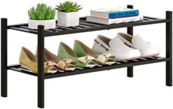 FILWH Bamboo Shoe Rack Stackable Shoe Shelf Storage Organizer For Unit Entryway Hallway And Closet Sturdy Freestanding Shoe Shelf Natural (3 Tier) -Songmics Furniture Shop 410P2GQAnYL. AC