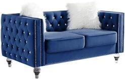 Mikibama Velvet Loveseat Sofa Couch Set For Living Room, Modern Decor Furniture Tufted Sofa Set With Nailhead Acrylic Legs And 2 Pillows For Bedroom, Hall(Grey) -Songmics Furniture Shop 410PuSo8vL. AC