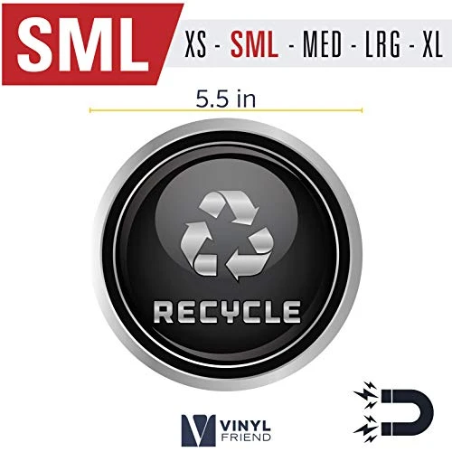 Recycle And Trash Logo Symbol - Elegant Golden Look For Trash Cans, Containers, And Walls - Laminated Vinyl Decal (Small - 5.5in X 5.5in, Silver Grey - Magnetic) 1 Recycle And Trash Logo Symbol - Elegant Golden Look For Trash Cans, Containers, And Walls - Laminated Vinyl Decal (Small - 5.5in X 5.5in, Silver Grey - Magnetic)