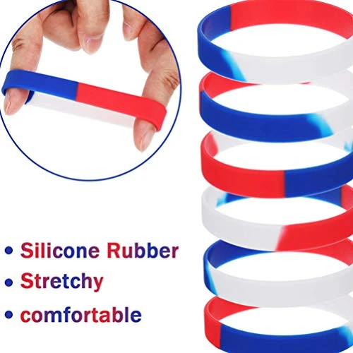 GENERIC Fourth Of July Silicone Motivational Wristband USA Independence Day Red White And Blue Rubber Bracelet For Unisex 2 GENERIC Fourth Of July Silicone Motivational Wristband USA Independence Day Red White And Blue Rubber Bracelet For Unisex - Image 2