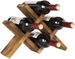 MyGift 4-Bottle Whitewashed Rustic Wood Countertop Wine Storage Rack -Songmics Furniture Shop 410UvoufSES. AC