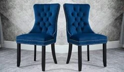 Set Of 2 Dining Chairs Modern For Dining Room Kitchen Accent Side Chair Velvet Button Tufted Padded Cushion Seat And Back (Sapphire Blue) 18 Set Of 2 Dining Chairs Modern For Dining Room Kitchen Accent Side Chair Velvet Button Tufted Padded Cushion Seat And Back (Sapphire Blue) -Songmics Furniture Shop 410XiviRACL