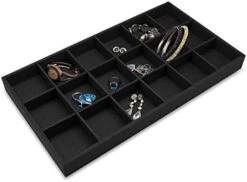 The Display Guys - Stackable Jewelry Organizer And Display Tray - For Drawers, Dressers, Store, Businesses (15 Compartments, Black Burlap) 29 The Display Guys - Stackable Jewelry Organizer And Display Tray - For Drawers, Dressers, Store, Businesses (15 Compartments, Black Burlap) -Songmics Furniture Shop 410et pBL. AC