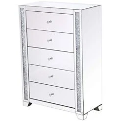 Elegant Decor 34 In. Silver Crystal Mirrored Five Drawer Cabinet -Songmics Furniture Shop 410gs3GOzCL