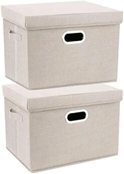 TYEERS Large Collapsible Storage Bins With Lids, Patterns, Washable, Fabric Decorative Storage Boxes For Home Office Storage, 17.3x11.8x11.4 Inches, 5 Pack, Beige -Songmics Furniture Shop 410jRBAizRL. AC