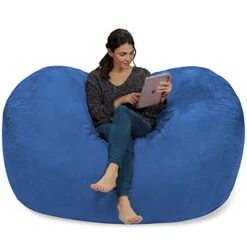 Chill Sack Bean Bag Chair: Huge 6' Memory Foam Furniture Bag And Large Lounger - Big Sofa With Soft Micro Fiber Cover - Royal Blue
