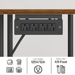 HOOBRO Bakers Rack With Power Outlet, Microwave Stand With 5 S-Shaped Hooks, Coffee Bar, Kitchen Storage Shelf, For Kitchen, Living Room, Rustic Brown And Black BF07UHB01 -Songmics Furniture Shop 410kt9TqAmL