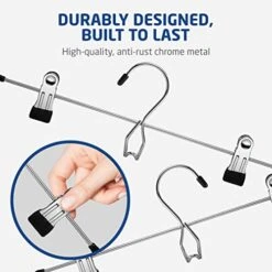 Zober Metal Skirt Hangers - Pack Of 10 Pants Hangers With Clips - Multi Stackable Space Saving Hangers - Adjustable Clip For Skirts, Jeans, And Pants W/Non-Slip Grip -Songmics Furniture Shop 410nDTGjamL