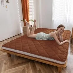 MAXYOYO Japanese Floor Futon Mattress Queen Size, Floor Mattress For Adults Queen Bed Mattress Roll Up Folding Floor Bed, Diamond Patterned Japanese Futon Bed, Coffee -Songmics Furniture Shop 410tdxkvsrL. AC 1