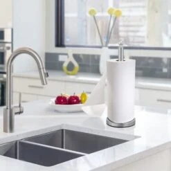 Tatkraft Ideal - Free Standing Toilet Paper Holder Stand - 20.1in (51cm) - Storage For 4 Rolls - Paper Towel Holder - Chrome Plated Steel -Songmics Furniture Shop 410yNCkcHyL