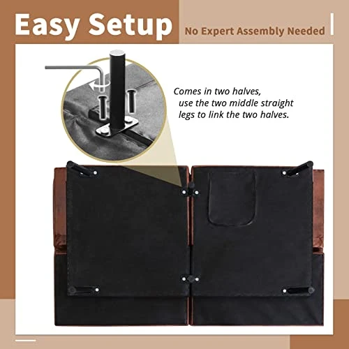 IULULU Brown Memory Foam Futon Couch Bed, Modern Folding Sleeper Sofa With Quick Adjustable Armrest And Backrest For Studio Apartment, Dorm, Living, Guest Room, Home Office 5 IULULU Brown Memory Foam Futon Couch Bed, Modern Folding Sleeper Sofa With Quick Adjustable Armrest And Backrest For Studio Apartment, Dorm, Living, Guest Room, Home Office - Image 5