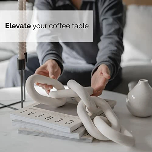 Peakoly Wood Chain Link Decor - Rustic White Washed Decorative Chain, Coffee Table Decor, Book Shelf Decor Accents, Made From Pine Wood, Bookshelf Decor,Boho, Country Or Modern Home Décor For Shelves 2 Peakoly Wood Chain Link Decor - Rustic White Washed Decorative Chain, Coffee Table Decor, Book Shelf Decor Accents, Made From Pine Wood, Bookshelf Decor,Boho, Country Or Modern Home Décor For Shelves - Image 2