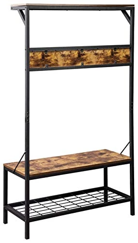 Signature Design By Ashley Bevinfield Hall Tree With Storage Bench, Antique Brown & Black 2 Signature Design By Ashley Bevinfield Hall Tree With Storage Bench, Antique Brown & Black - Image 2