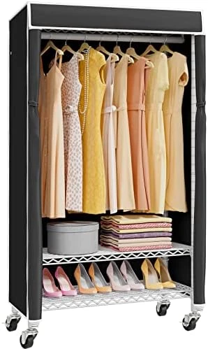 VIPEK R1C Plus Rolling Clothes Rack With Cover Portable Closet For Hanging Clothes, Heavy Duty Garment Rack Freestanding Clothing Rack With Wheels & Hanging Rod, White Closet Rack With Black Cover 6 VIPEK R1C Plus Rolling Clothes Rack With Cover Portable Closet For Hanging Clothes, Heavy Duty Garment Rack Freestanding Clothing Rack With Wheels & Hanging Rod, White Closet Rack With Black Cover - Image 6