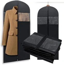 Plixio 60” Black Garment Bags For Hanging Clothes, Men Suit Bag For Travel And Clothing Closet Storage Of Women Dress, Shirts, Coats, Suit Cover - Includes Zipper And Transparent Window (Black - 6 Pack: 60") 9 Plixio 60” Black Garment Bags For Hanging Clothes, Men Suit Bag For Travel And Clothing Closet Storage Of Women Dress, Shirts, Coats, Suit Cover - Includes Zipper And Transparent Window (Black - 6 Pack: 60") -Songmics Furniture Shop 411DbKDrtcL. AC